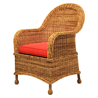 Rustic Rattan Armchair: Elegant Essential 3D model image 1 