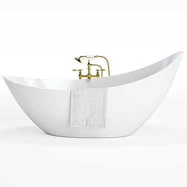 Luxury Metal and Ceramic Bathtub with Shower 3D model image 1 