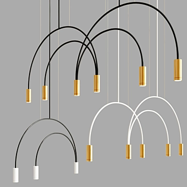 Modern Metal Suspension Lights 3D model image 1 