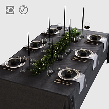 Modern Table Set: Multi-sub Material, UVW-Mapped, Corona/V-Ray Compatible 3D model image 1 