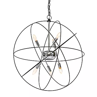 Sleek Metal Circles Pendant 3D model image 1 