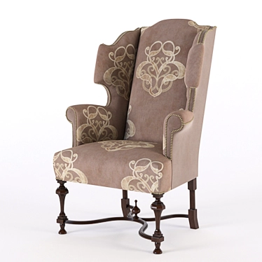 Elegant William & Mary Wing Chair 3D model image 1 