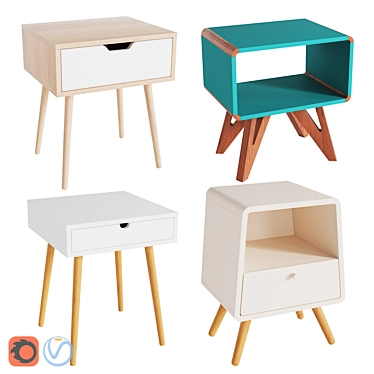 Sleek Side Tables Set 3D model image 1 