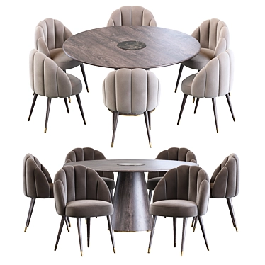 Elegant Daisy Chair & Bertoia Table 3D model image 1 