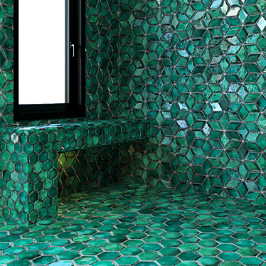 Teal Tile PBR: Seamless, High-quality Material 3D model image 1 