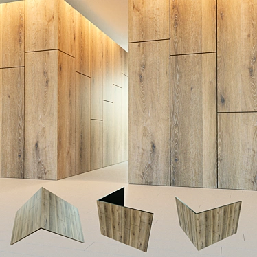 Elegant Wood Corner Wall Panel 3D model image 1 