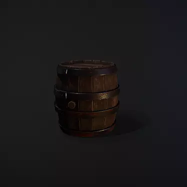 Rustic Wood Barrel: Textures, Maps & Low/High-Poly Models 3D model image 1 