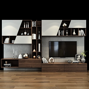 Modern TV Shelf - Space-Saving 3D model image 1 