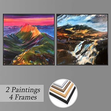 Versatile Set of Wall Paintings: 2​​​ Paintings, 4 Frames 3D model image 1 