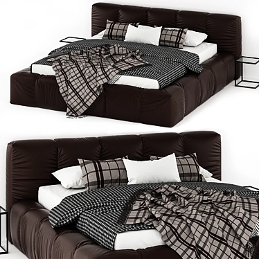 Luxury Leather Bed 3D model image 1 