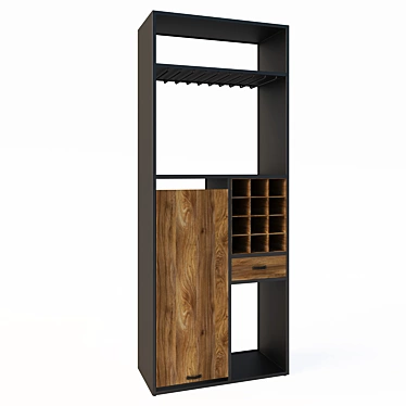 Industrial Loft Bar Cabinet- Stylish and Functional 3D model image 1 