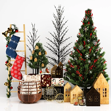 Festive Christmas Decor Set 3D model image 1 