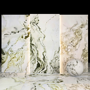 Glossy Landscape Marble Slabs 3D model image 1 
