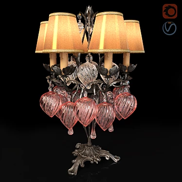 Silk Shade Murano Glass Table Lamp 3D model image 1 