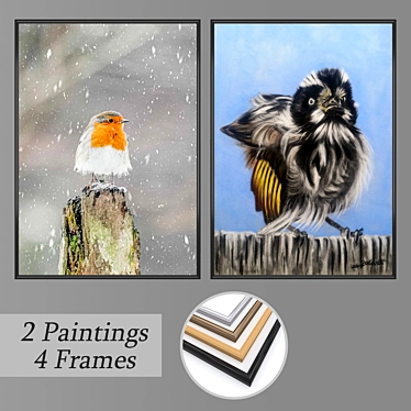 Elegant Framed Wall Art Set 3D model image 1 