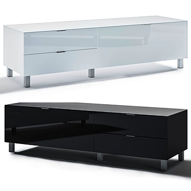 Modern Black and White TV Stand 3D model image 1 