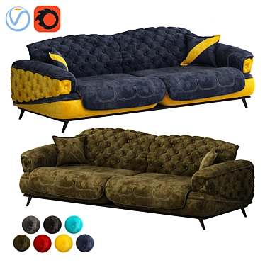 Turkish Casette: Modern Sofa 3D model image 1 