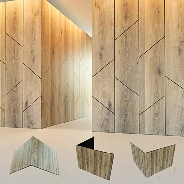 Title: Wooden Corner Wall Panel - Decorative 3D Design 3D model image 1 