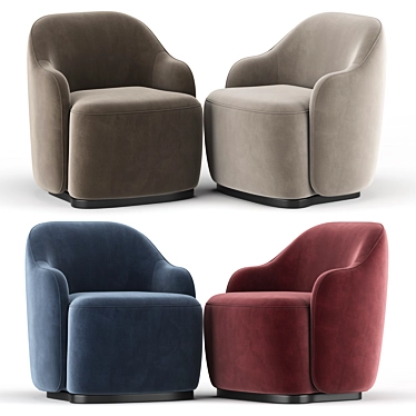 Elegant Velvet Barba Armchair 3D model image 1 