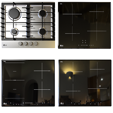 LG Cooktop Set: Induction & Gas 3D model image 1 