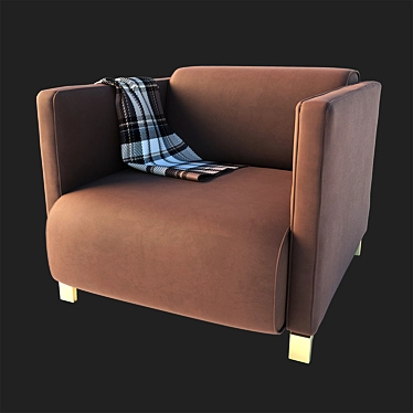 Cozy Armchair with Throw Blanket 3D model image 1 