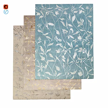 Seaside Wheat Teal Blue Rug 3D model image 1 