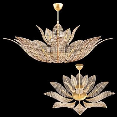 Elegant Felce Profili Chandelier: Luxurious Brass with Swarovski Crystals 3D model image 1 