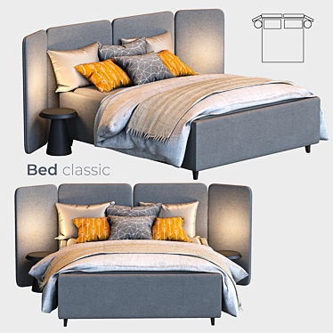 Elegant Slumber: Modern Bed 3D model image 1 