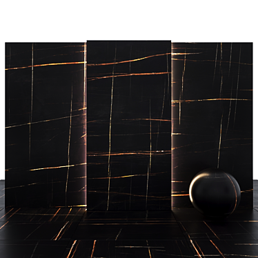 Elegant Sahara Nero Black Slabs 3D model image 1 