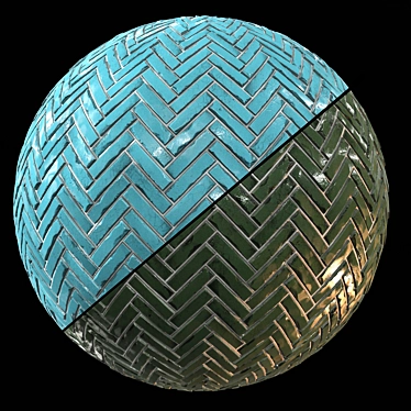 Seamless Teal Tile PBR Material 3D model image 1 