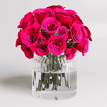 Elegant Rose Bouquet in Glass Vase 3D model image 1 