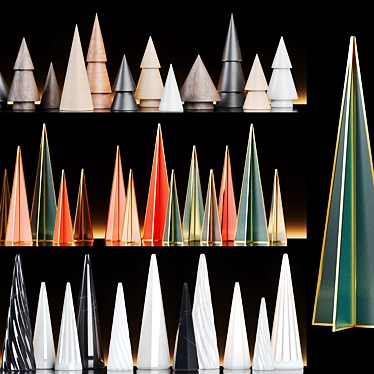 Mini Tree Ornaments - Festive Xmas Decor 3D model image 1 