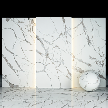 Textured White Calacatta Slabs and Tiles 3D model image 1 