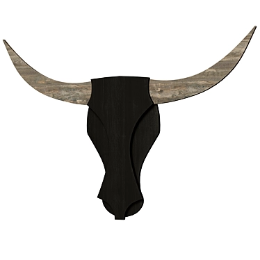 Rustic Wooden Bull Head: Wall Decor 3D model image 1 