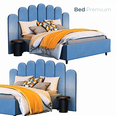Elegant Blue Queen Bed 3D model image 1 