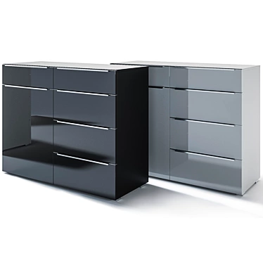 Modern Dresser in White, Grey, or Black 3D model image 1 