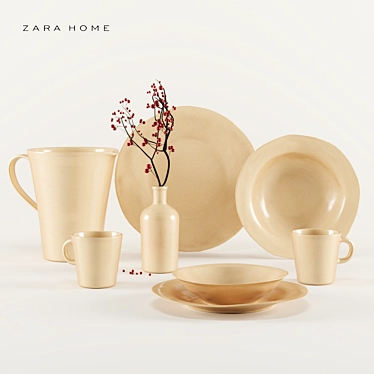 Elegant Stoneware Tableware by ZARA HOME 3D model image 1 