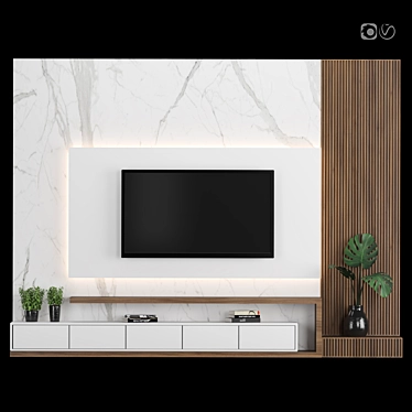 Modular TV Wall: Stylish and Customizable! 3D model image 1 