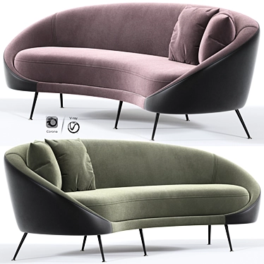 Mood: Italian Midcentury Curved Sofa 3D model image 1 