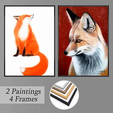 Modern Art Collection: 2 Paintings + 4 Frame Options 3D model image 1 