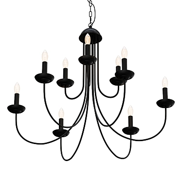 Elegant Wentworth 9-Light Chandelier 3D model image 1 