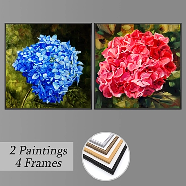 Diverse Wall Art Set with Frames 3D model image 1 