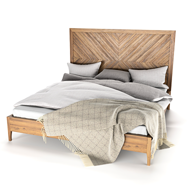 Elegant Solid Wood King Bed 3D model image 1 