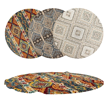 Round Carpet Set - Versatile 6-Piece Collection with Varying Textures 3D model image 1 