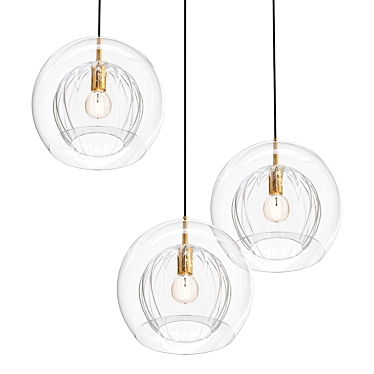 Lyse: Double Glass Pendant Light 3D model image 1 