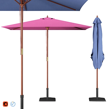 Garden Sunshade Parasol - Rectangular Design 3D model image 1 