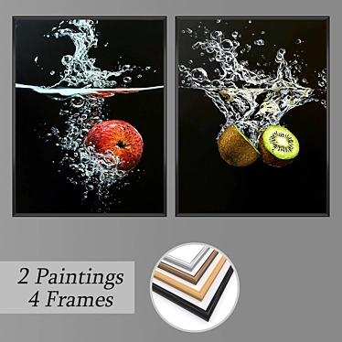 Gallery Collection: 2 Wall Paintings + 4 Frame Options 3D model image 1 