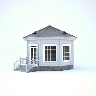 Rustic Log Gazebo 3D model image 1 