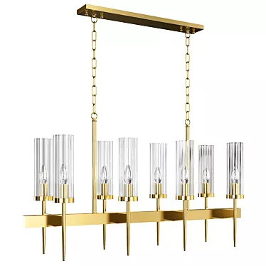 Sleek Brass Line Chandelier 3D model image 1 