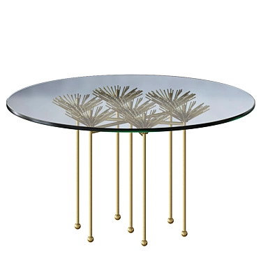 Gilded Brutalist Floral Table 3D model image 1 